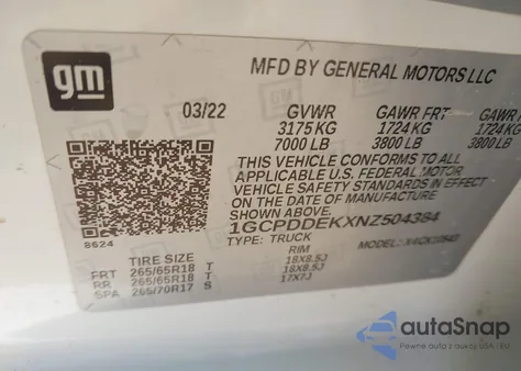 2022 Chevrolet Silverado 1500 4Wd Standard Bed Lt from USA, damaged, VIN 1GCPDDEKXNZ504384